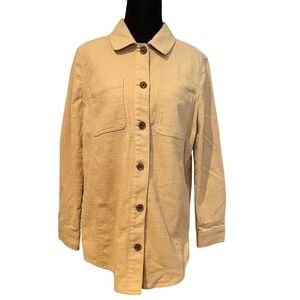 Talbots Womens Tan Textured Button Front Shirt Jacket Sz S Cotton Blend
Layering
